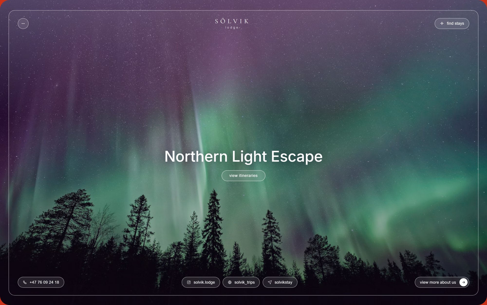 Solvik lodge concept, hero screen